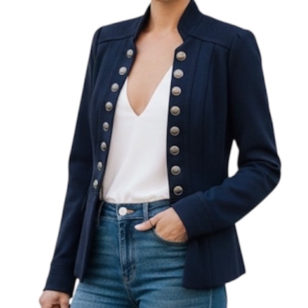 White House Black Market Jacket, size 00, stylish military-style jacket.